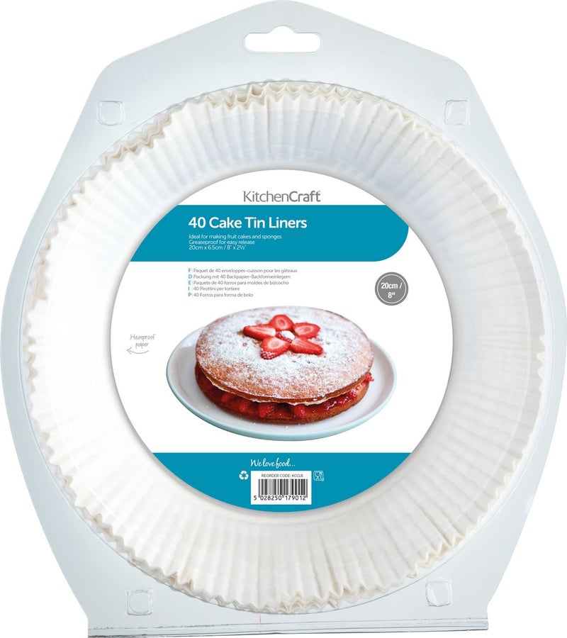 كيتشين كرافت بطانات قوالب الكيك من كيتشن كرافت، دائرية 8 بوصة، غير لاصقة، مثالية لكيك الفواكه والكيك الإسفنجي، 20 سم، عبوة من 40 بطانة، أبيض - Image 2